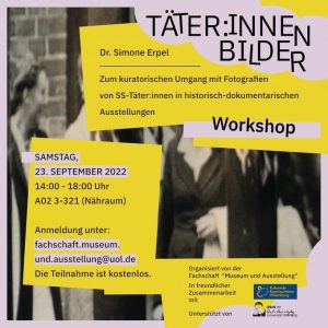 Plakat für Workshop "Täter:innenbilder"