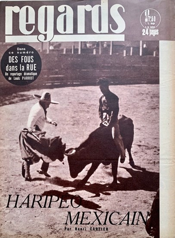 Cover eines Zeitschriftenhefts mit dem Bild von einem Stierkämpfer mit einem Tuch und einem zweiten Mann, der auf dem Stier sitzt.