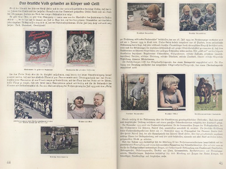 Doppelseite mit Text und zehn Fotos von Müttern und Kindern