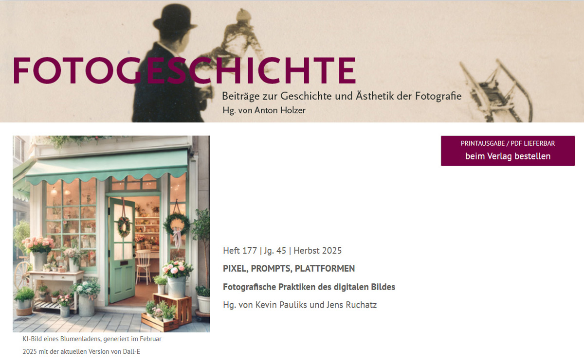 Zeitschriften-Titelbild mit Logo und Farbfoto eines Ladengeschäfts mit Blumen vor der Tür