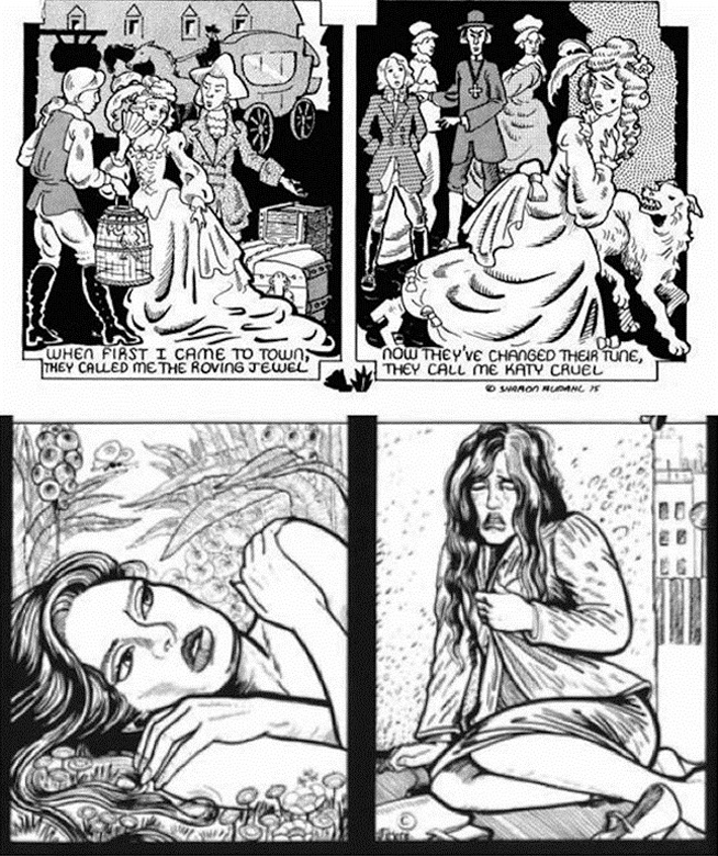 Schwarzweißer Comic-Strip mit vier Panels