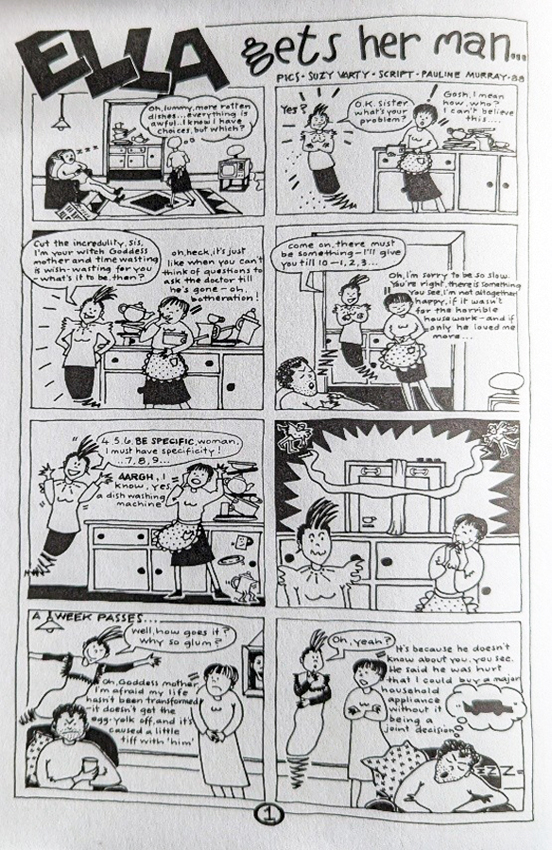 Schwarzweiße Comic-Seite mit acht Panels über Familienleben