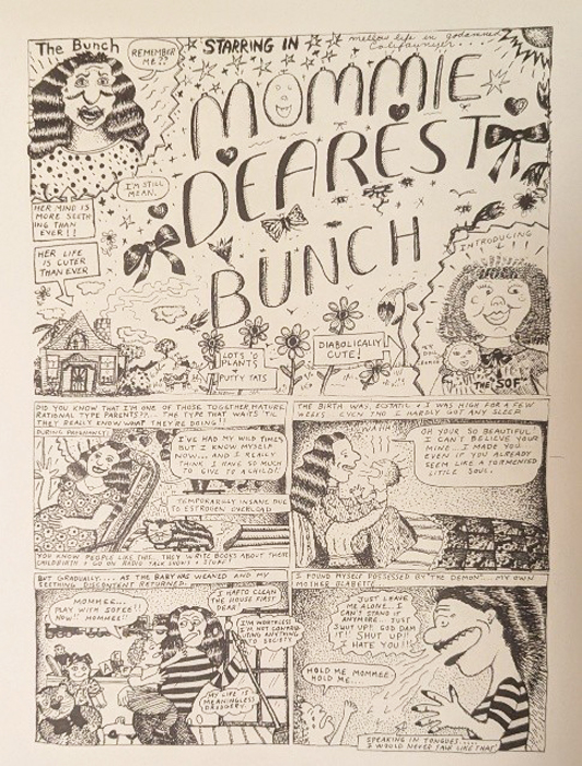 Schwarzweiße Comic-Seite mit fünf Panels über eine Frau mit Kind