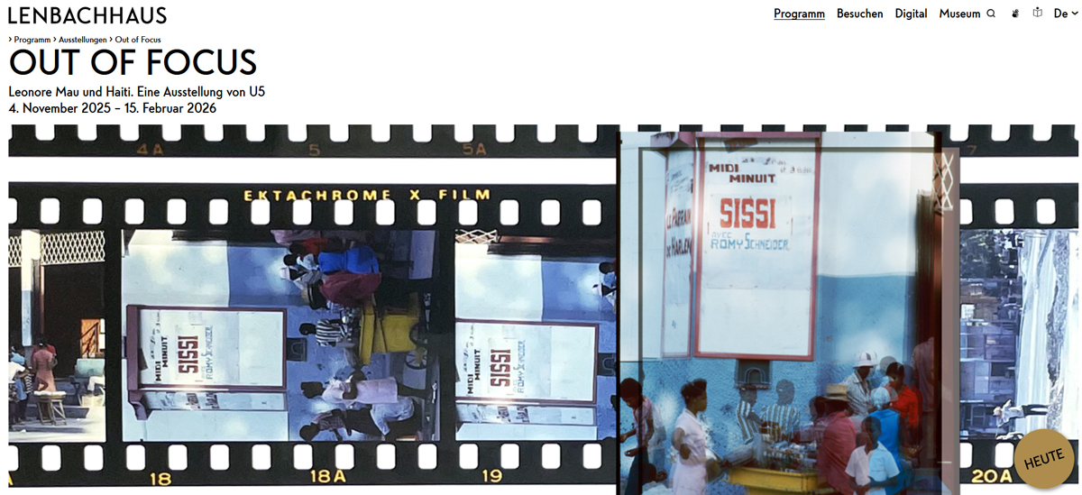 Schrift und Filmnegative mit Straßenbildern